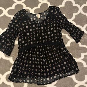 Mossimo Supply Co. Black Top with White Floral Design